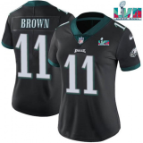 Women Philadelphia Eagles #11 A.J. Brown Black Super Bolw LVII Patch Vapor Untouchable Limited Jersey