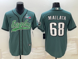 Men's Philadelphia Eagles #68 Jordan Mailata Green With Super Bowl LVII Patch Limited Jersey