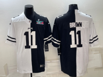 Men's Philadelphia Eagles #11 A.J. Brown Black & White Split Super Bowl LVII Patch Limited Jersey