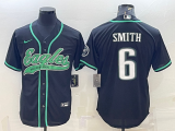 Men's Philadelphia Eagles #6 DeVonta Smith Black With Patch Limited Jersey