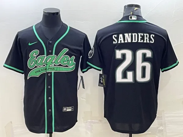 Men's Philadelphia Eagles #26 Miles Sanders Black With Patch Limited Jersey