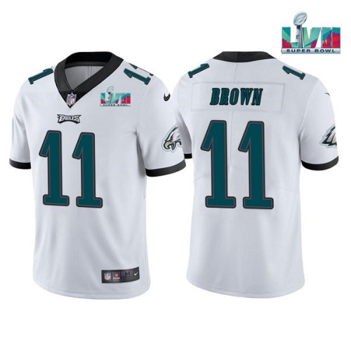 Men's Philadelphia Eagles #11 A.J. Brown White Super Bowl LVII Patch Vapor Untouchable Limited Jersey