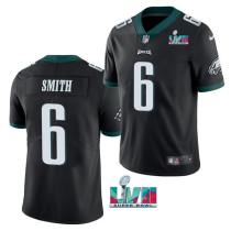 Men's Philadelphia Eagles #6 DeVonta Smith Black Super Bowl LVII Patch Vapor Untouchable Limited Jersey