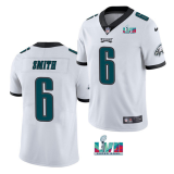 Men's Philadelphia Eagles #6 DeVonta Smith White Super Bowl LVII Patch Vapor Untouchable Limited Jersey