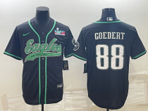 Men's Philadelphia Eagles #88 Dallas Goedert Black With Super Bowl LVII Patch Limited Jersey