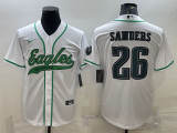 Men's Philadelphia Eagles #26 Miles Sanders White With Patch Limited Jersey