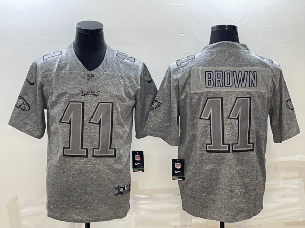 Men's Philadelphia Eagles #11 A. J. Brown Gray Limited Jersey