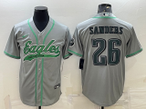 Men's Philadelphia Eagles #26 Miles Sanders Gray With Patch Limited Jersey