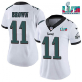 Women Philadelphia Eagles #11 A.J. Brown White Super Bolw LVII Patch Vapor Untouchable Limited Jersey