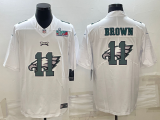 Men's Philadelphia Eagles #11 A. J. Brown Super Bowl LVII Patch White Shadow Logo Limited Jersey