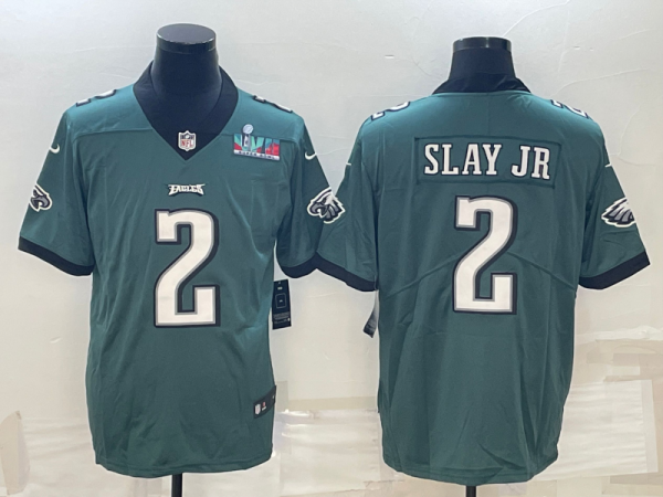 Men's Philadelphia Eagles #2 Darius Slay JR Green Super Bowl LVII Patch Vapor Limited Jersey