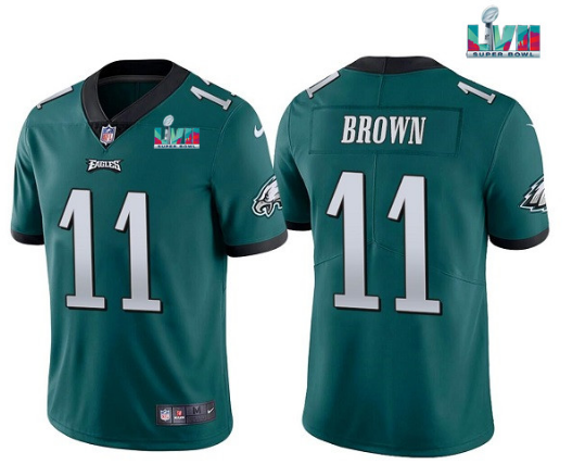 Men's Philadelphia Eagles #11 A.J. Brown Green Super Bowl LVII Patch Vapor Untouchable Limited Jersey