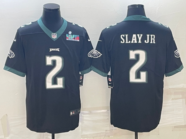 Men's Philadelphia Eagles #2 Darius Slay JR Black Super Bowl LVII Patch Vapor Limited Jersey