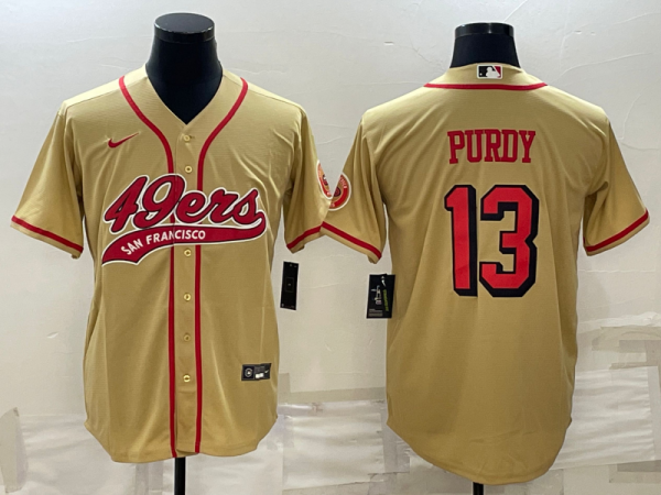 Men's San Francisco 49ers #13 Brock Purdy Gold Baseball Nike Jersey