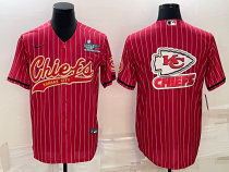 Men's Kansas City Chiefs Red Team Big Logo With Super Bowl LVII Patch Baseball Jersey