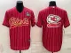 Men's Kansas City Chiefs Red Team Big Logo With Super Bowl LVII Patch Baseball Jersey