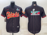 Men's Kansas City Chiefs Black With Super Bowl LVII Big Logo Baseball Jersey