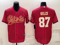 Men's Kansas City Chiefs #87 Travis Kelce Red Baseball Jersey