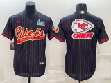 Men's Kansas City Chiefs Black Team Big Logo With Super Bowl LVII Patch Baseball Jersey