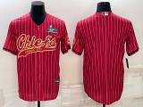 Men's Kansas City Chiefs Blank Red With Super Bowl LVII Patch Baseball Jersey