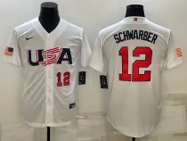 MLB USA Baseball Kyle Schwarber 2023 World Baseball Classic White Jersey
