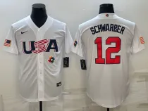 MLB USA Baseball Kyle Schwarber 2023 World Baseball Classic White Jersey