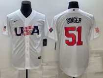 MLB USA Baseball Brady Singer 2023 World Baseball Classic White Jersey