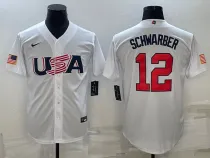 MLB USA Baseball Kyle Schwarber 2023 World Baseball Classic White Jersey
