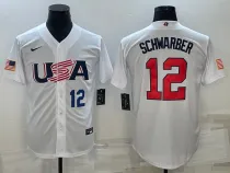 MLB USA Baseball Kyle Schwarber 2023 World Baseball Classic White Jersey