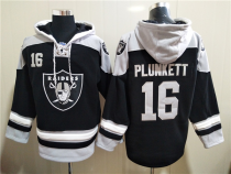 Men's Las Vegas Raiders #16 Jim Plunkett Ageless Must-Have Lace-Up Pullover Hoodie