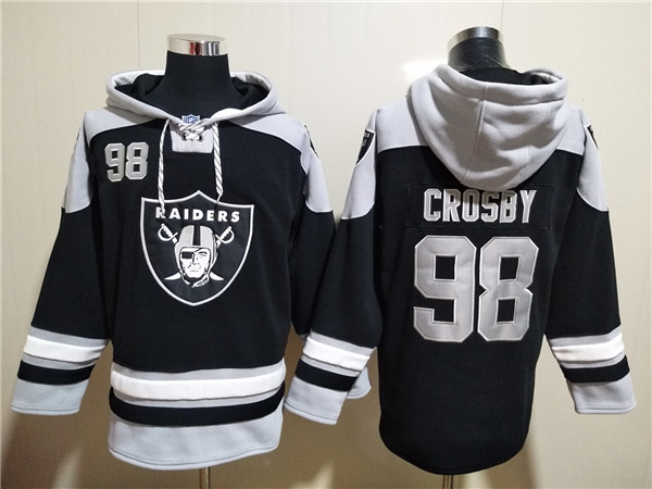 Men's Las Vegas Raiders #98 Maxx Crosby Black Ageless Must-Have Lace-Up Pullover