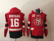 Men's San Francisco 49ers #16 Joe Montana Red All Stitched NFL Hoodie