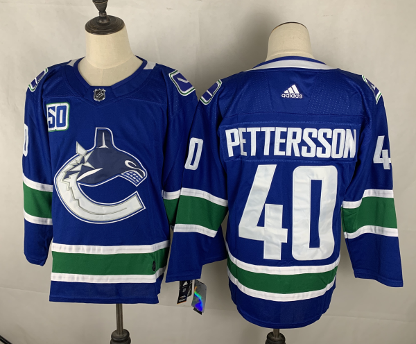 Men's Vancouver Canucks #40 Elias Pettersson Blue Adidas Jersey