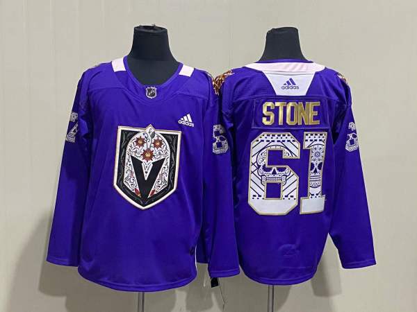 Men's Vegas Golden Knights #61 Mark Stone Purple Hispanic Heritage Warmup Jersey