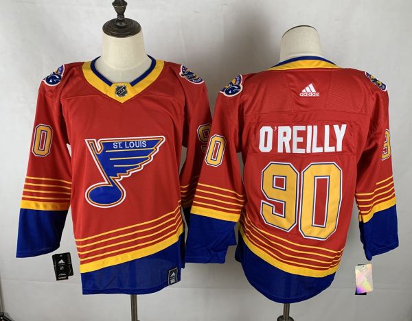 Men's St. Louis Blues #90 Ryan O'Reilly 2021 Red Reverse Retro  Adidas Jersey