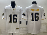 Men's San Francisco 49ers #16 Joe Montana White Gold Limited Jersey