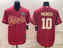 Men's Kansas City Chiefs #10 Isiah Pacheco Red With Super Bowl LVII Patch Baseball Jersey