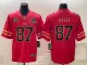 Men's Kansas City Chiefs #87 Travis Kelce Red Gold Super Bowl LVII Patch And 4-Star Limited Jersey