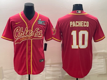 Men's Kansas City Chiefs #10 Isiah Pacheco Red With Super Bowl LVII Patch Baseball Jersey