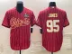 Men's Kansas City Chiefs #95 Chris Jones Red With Patch Baseball Jersey