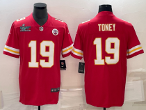 Men's Kansas City Chiefs #19 Toney Red Super Bowl LVII Patch Limited Jersey