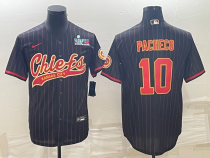 Men's Kansas City Chiefs #10 Isiah Pacheco Black With Super Bowl LVII Patch Baseball Jersey