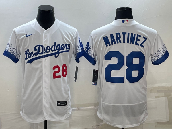 MLB Los Angeles Dodgers #28 J.D. Martinez White City Connect Flex Base Elite Jersey