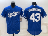 MLB Los Angeles Dodgers #43 Noah Syndergaard Blue Flex Base Elite Jersey