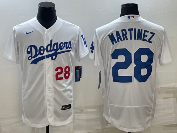 MLB Los Angeles Dodgers #28 J.D. Martinez White  Flex Base Elite Jersey