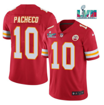 Men's Chiefs #10 Isaih Pacheco Red Super Bowl LVII Patch Vapor Limited Jersey