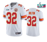 Men's Kansas City Chiefs #32 Nick Bolton White Super Bowl LVII Patch Vapor Limited Jersey