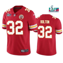Men's Kansas City Chiefs #32 Nick Bolton Red Super Bowl LVII Patch Vapor Limited Jersey