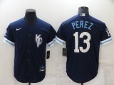 MLB Kansas City Royals #13 Perez 2022 Navy City Connect Jersey