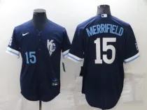 MLB Kansas City Royals #15 Merrifield 2022 Navy City Connect Jersey
